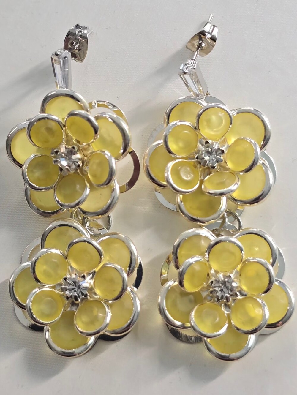 Yellow Flower Drop Earrings